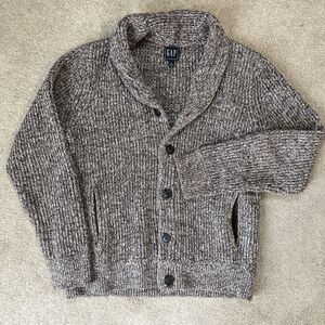 VTG Gap Cardigan Sweater Mens Medium Brown Cotton Chunky Grandpa Y2K Marled